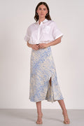 Midi Skirt with Side Slit - Blue Sahara