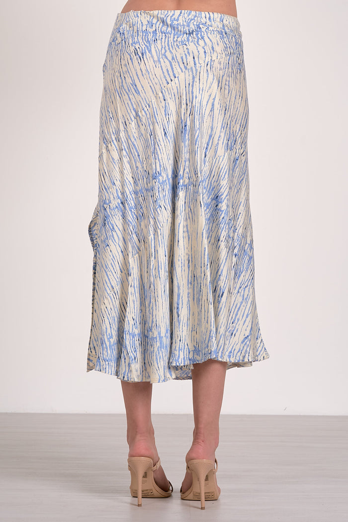 Midi Skirt with Side Slit - Blue Sahara