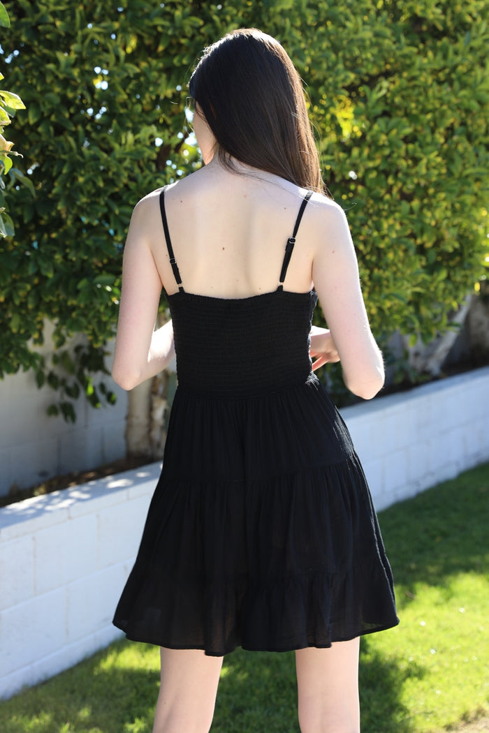 Mini Dress with Twist Front and Keyhole - Black