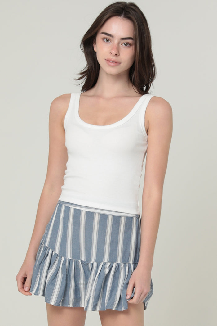 Mini Skort with Elastic Waistband - Blue