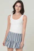 Mini Skort with Elastic Waistband - Blue