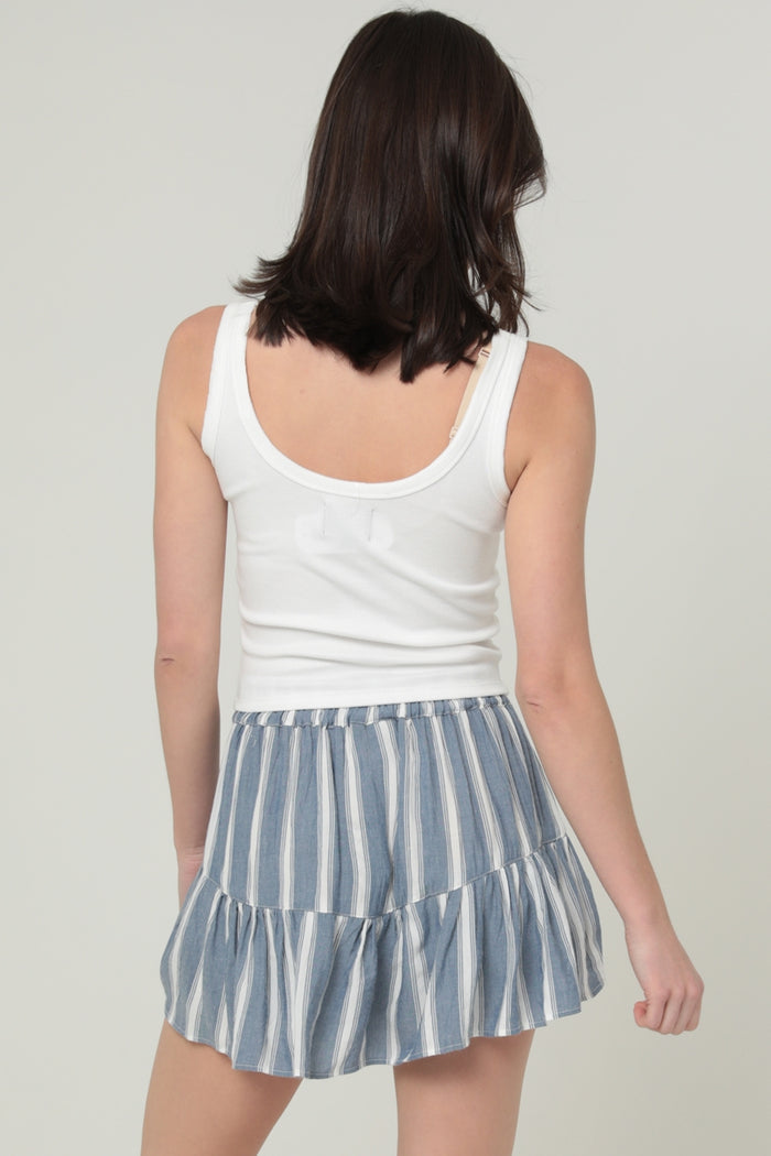 Mini Skort with Elastic Waistband - Blue