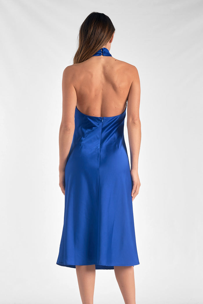 Mock Neck Midi Dress - Indigo