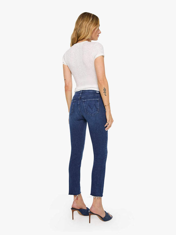 Mother Mid Rise Dazzler Ankle Fray in Fancy Meeting You Here - back view