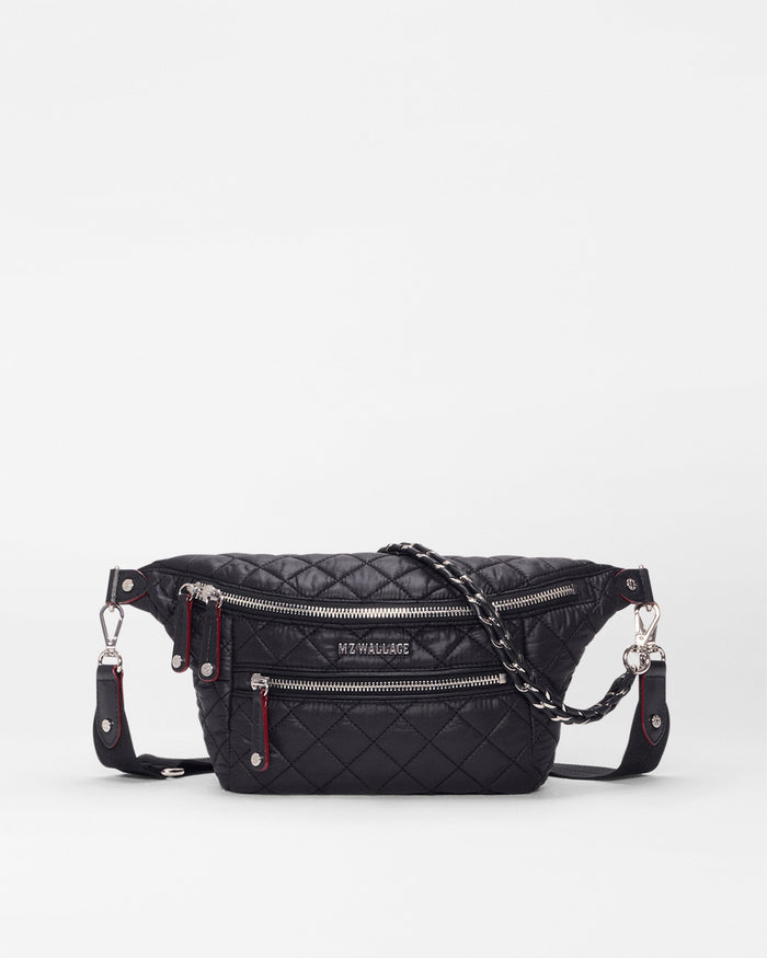 MZ Wallace Small Crosby Crossbody Sling in Black, front view