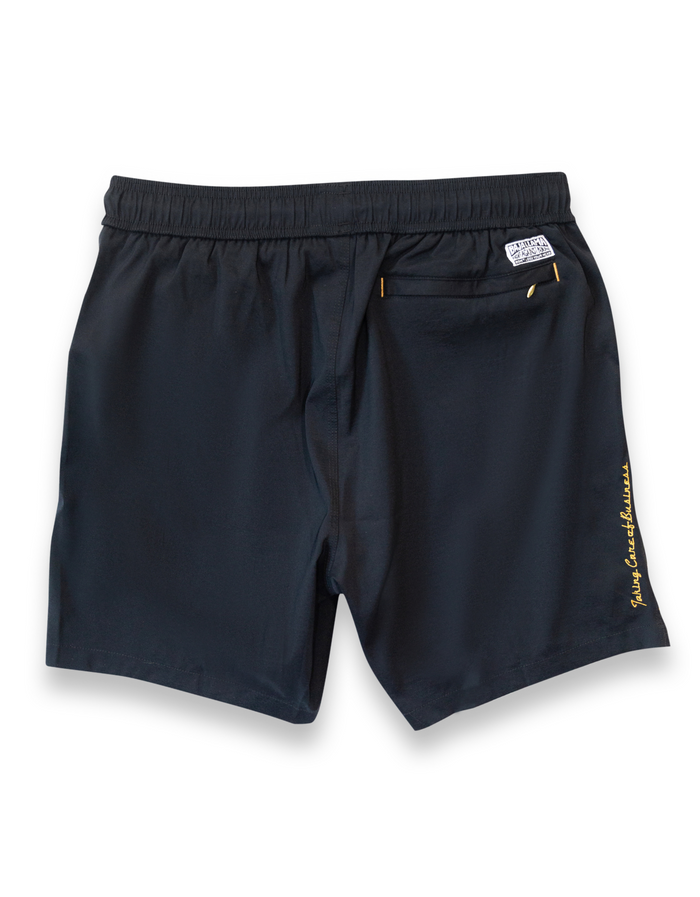 Neptune Elastic Waist Swim Shorts - Fort Knox (Black)