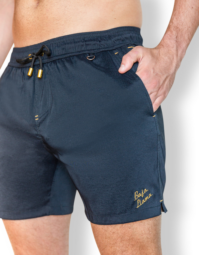 Neptune Elastic Waist Swim Shorts - Fort Knox (Black)