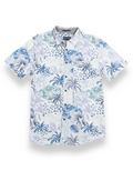 Night Hawk Short Sleeve Button-Down Shirt - White Hot Tropics (White)