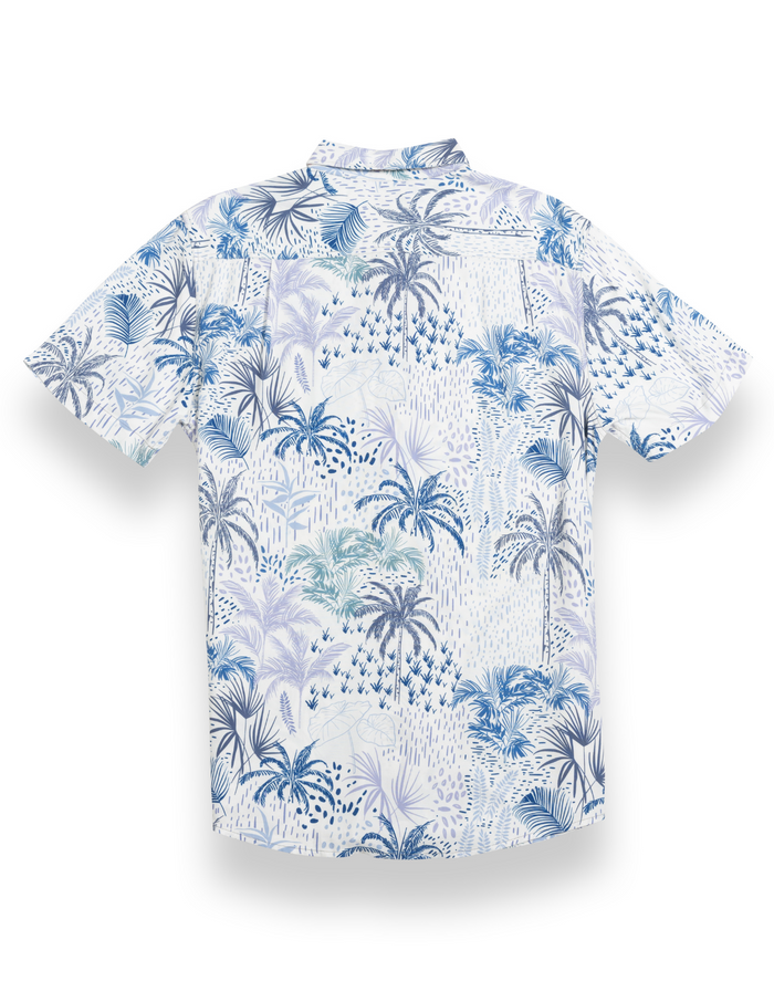 Night Hawk Short Sleeve Button-Down Shirt - White Hot Tropics (White)