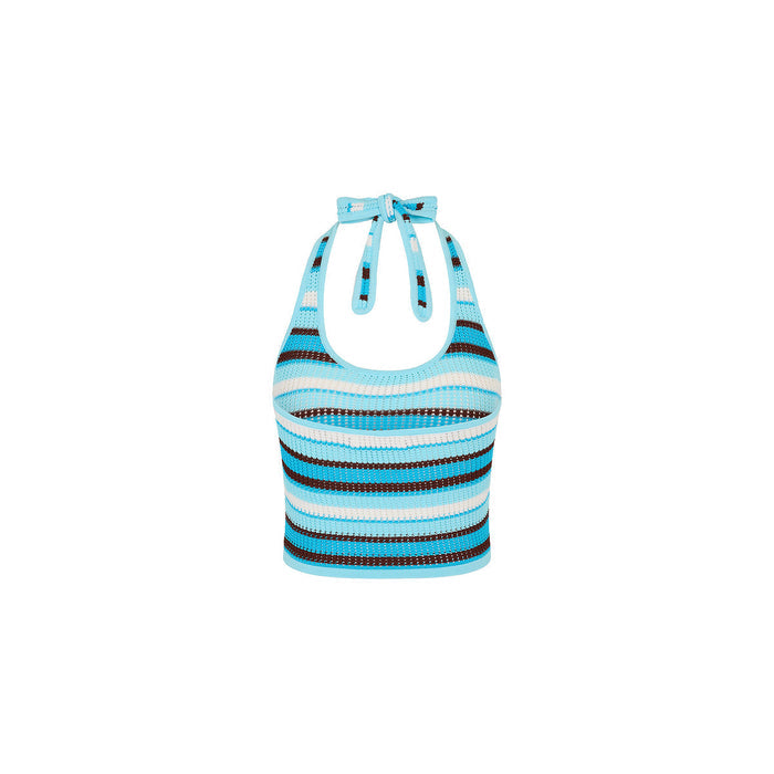Oasis Knit Halter Tie Top - Buttercream Dream