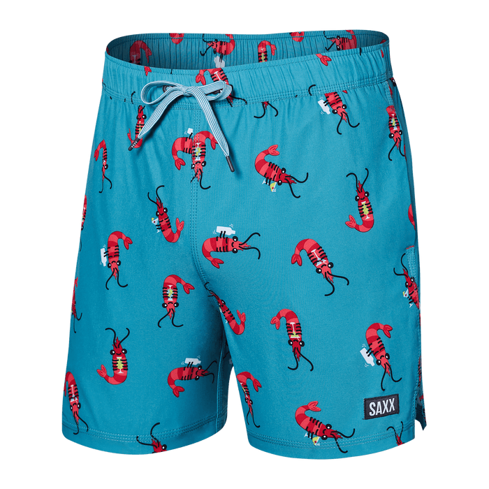 Oh Buoy 5" Swim Shorts with Compression Liner - Shrimp Cocktail (Blue Moon)