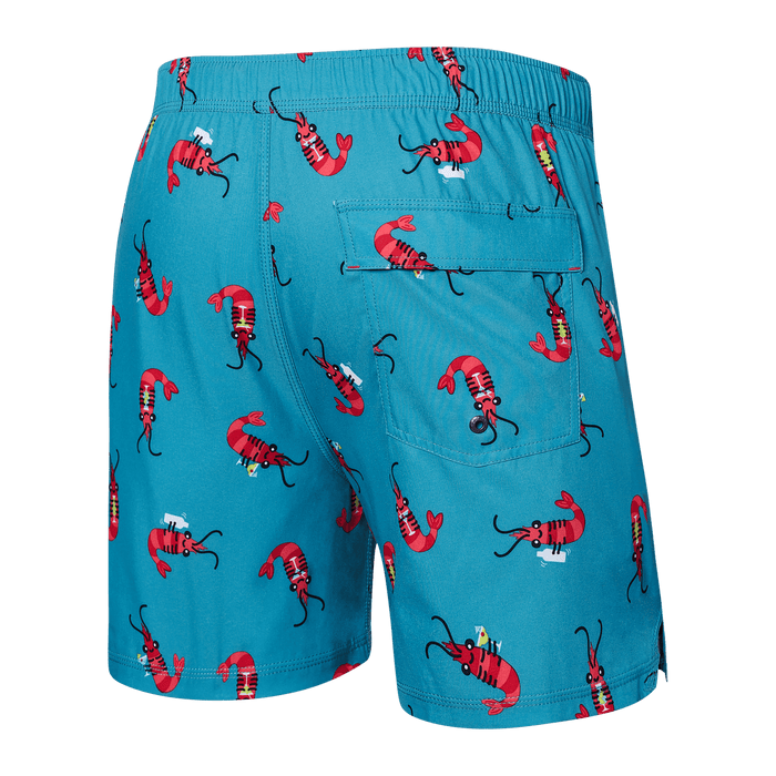 Oh Buoy 5" Swim Shorts with Compression Liner - Shrimp Cocktail (Blue Moon)