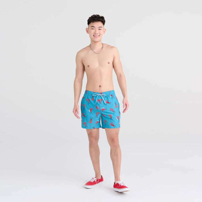 Oh Buoy 5" Swim Shorts with Compression Liner - Shrimp Cocktail (Blue Moon)