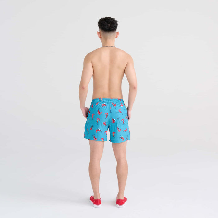 Oh Buoy 5" Swim Shorts with Compression Liner - Shrimp Cocktail (Blue Moon)