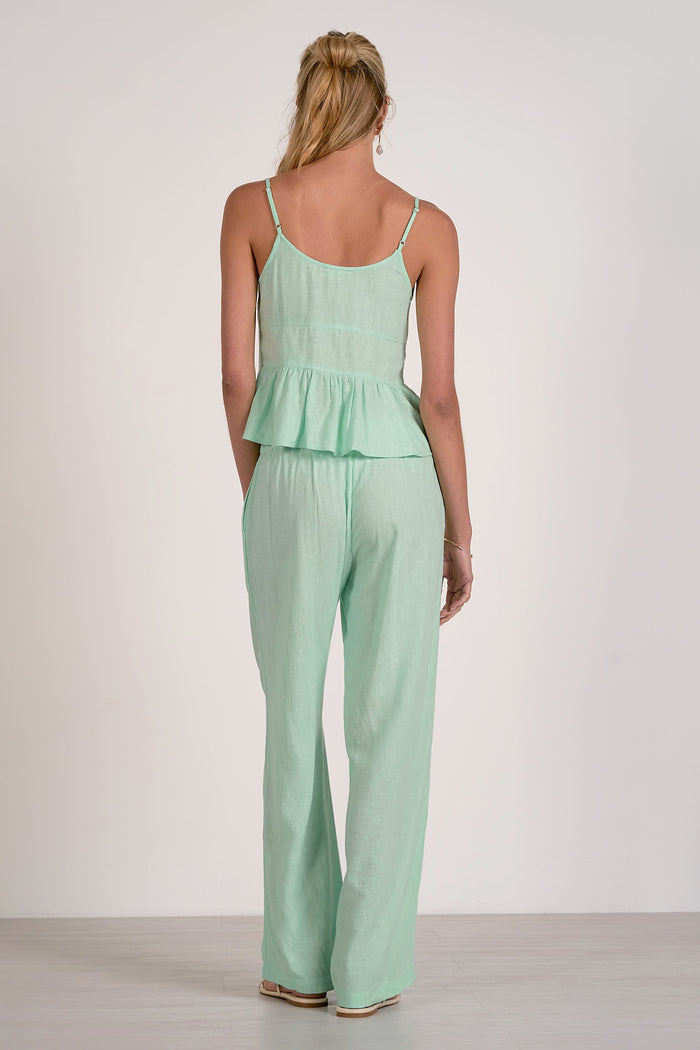 Pants with Elastic Waistband and Drawstring - Mint