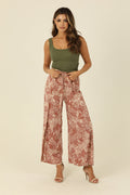Pants with Slit Leg and Tie - Ginger