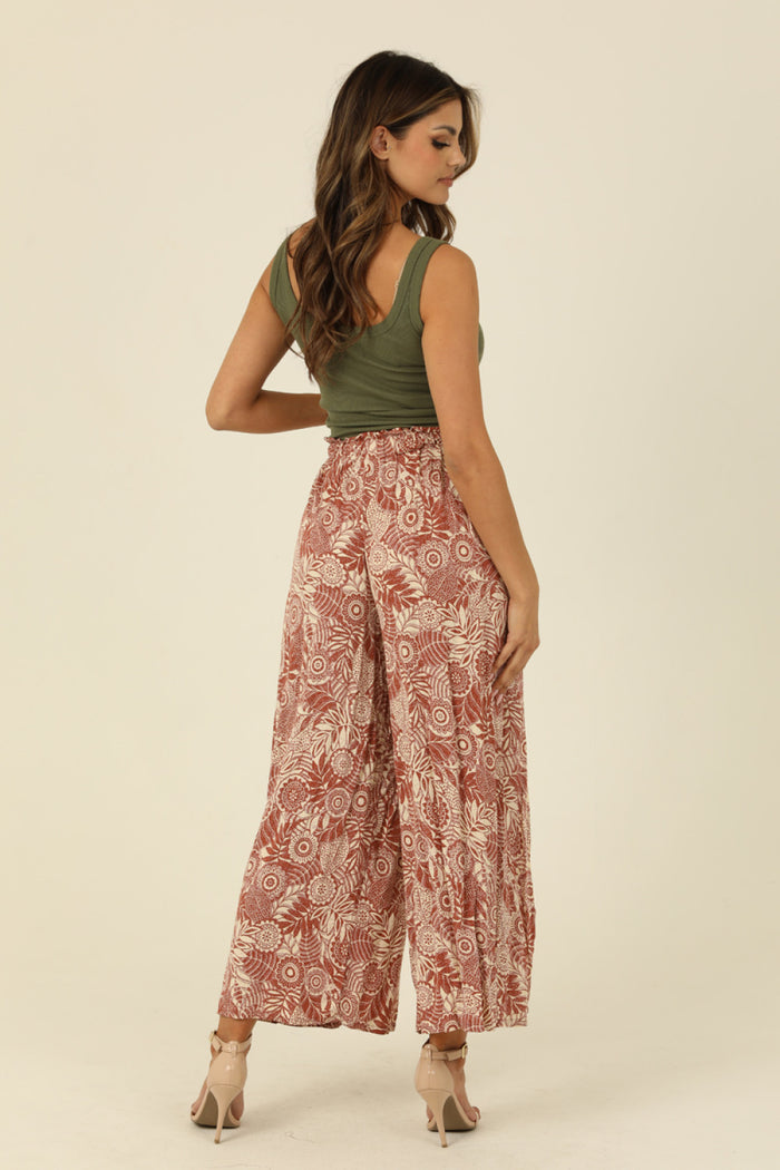 Pants with Slit Leg and Tie - Ginger