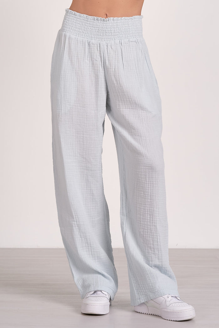 Pants with Smock Waistband - Light Blue