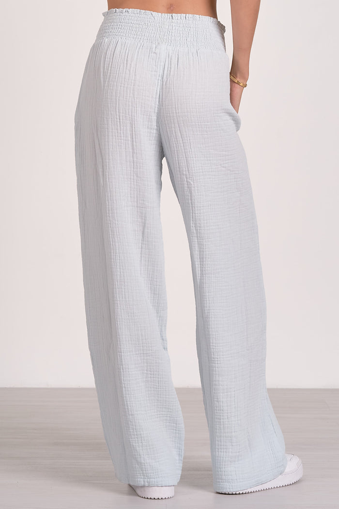 Pants with Smock Waistband - Light Blue