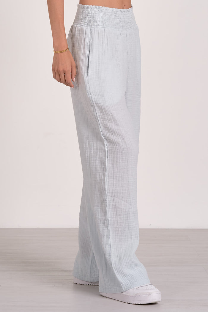 Pants with Smock Waistband - Light Blue