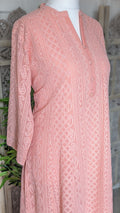 Peach Chikankari A-Line Kurti Sizes 8-22
