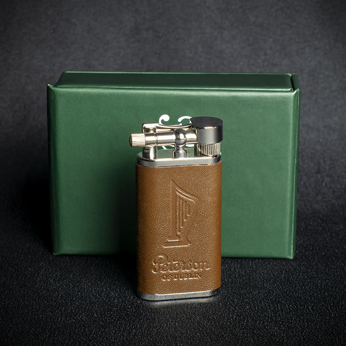 Peterson of Dublin Pipe Lighter - Irish Harp Brown Leather