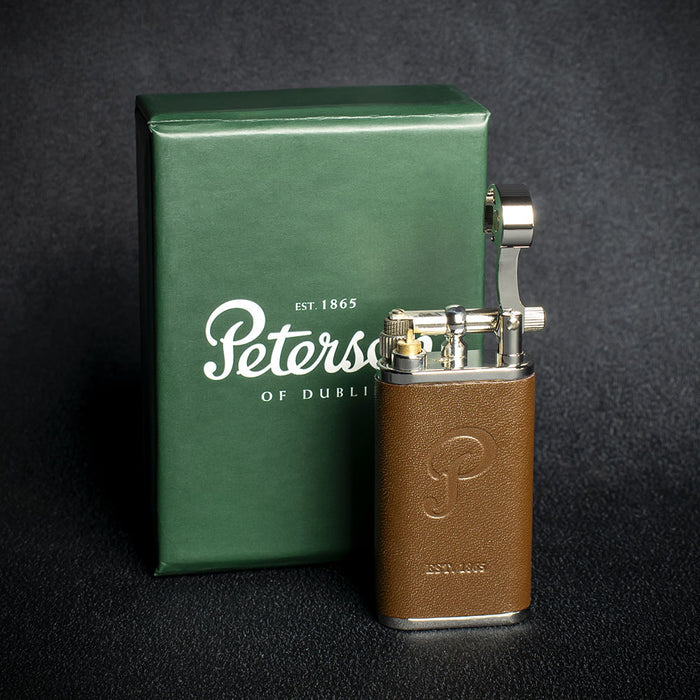 Peterson of Dublin Pipe Lighter - Irish Harp Brown Leather
