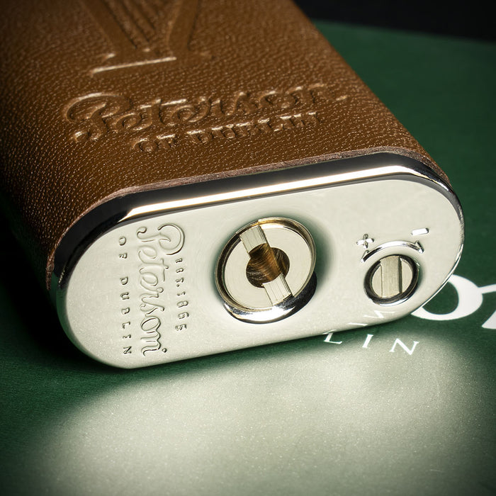 Peterson of Dublin Pipe Lighter - Irish Harp Brown Leather