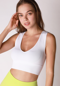Plunge V-Neck Crop Top (One-Size) - White