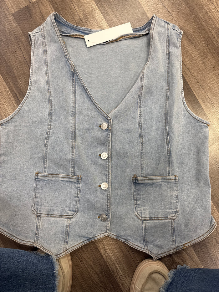 Plus size denim vest
