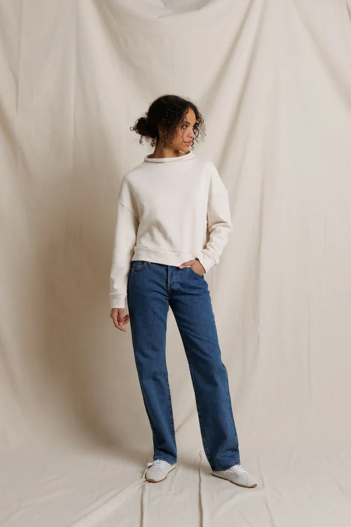 perfectwhitetee Arden french terry sweatshirt in Sugar, alternate view on model