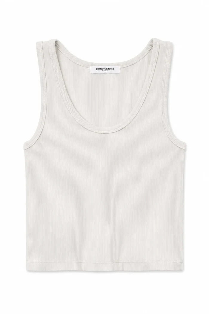 perfectwhitetee Blondie rib tank in Whitecap Grey, product view