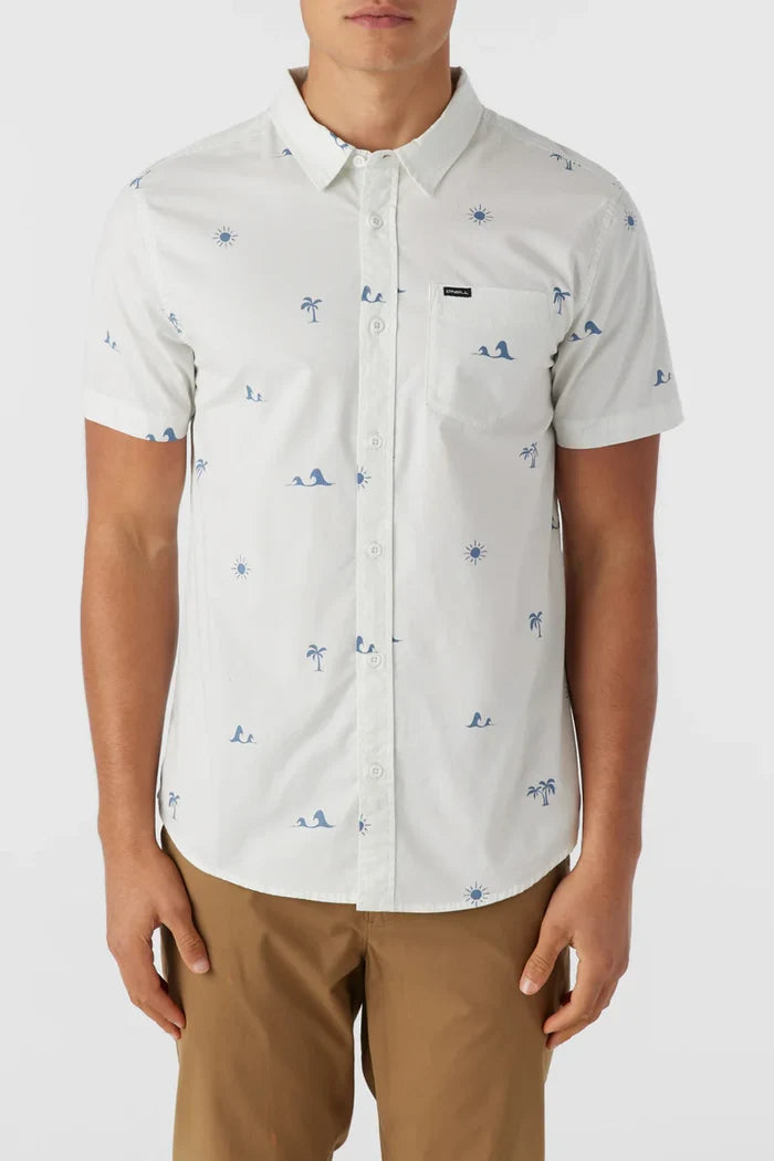 Quiver Stretch Modern Short Sleeve Button-Down Shirt - Natural
