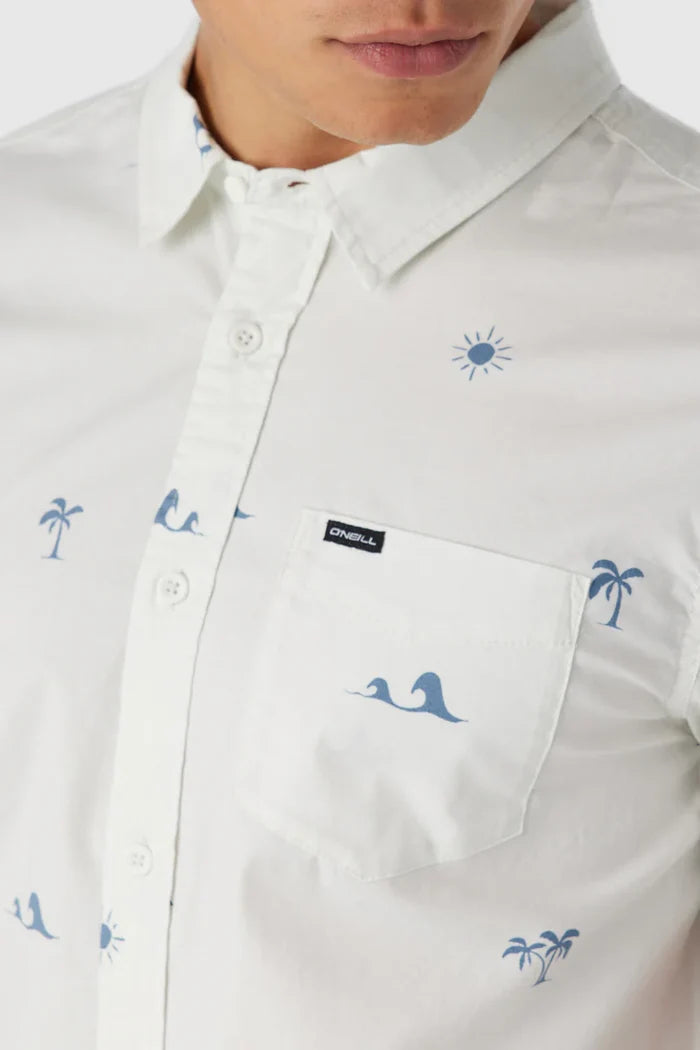 Quiver Stretch Modern Short Sleeve Button-Down Shirt - Natural