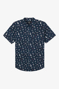 Quiver Stretch Modern Short Sleeve Button-Down Shirt - Navy