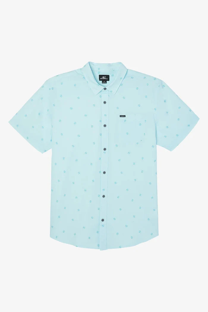 Quiver Stretch Modern Short Sleeve Button-Down Shirt - Sky