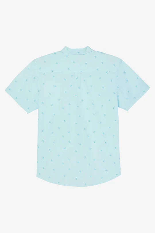 Quiver Stretch Modern Short Sleeve Button-Down Shirt - Sky