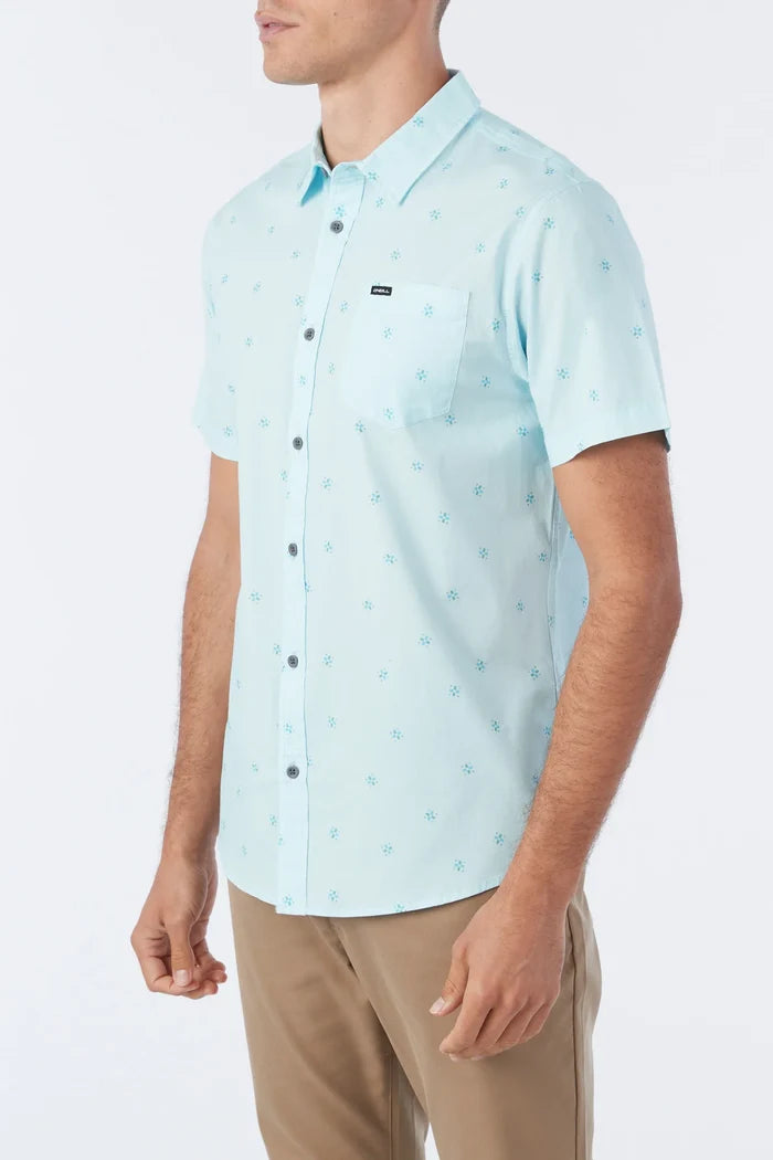 Quiver Stretch Modern Short Sleeve Button-Down Shirt - Sky