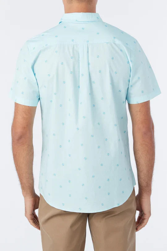 Quiver Stretch Modern Short Sleeve Button-Down Shirt - Sky
