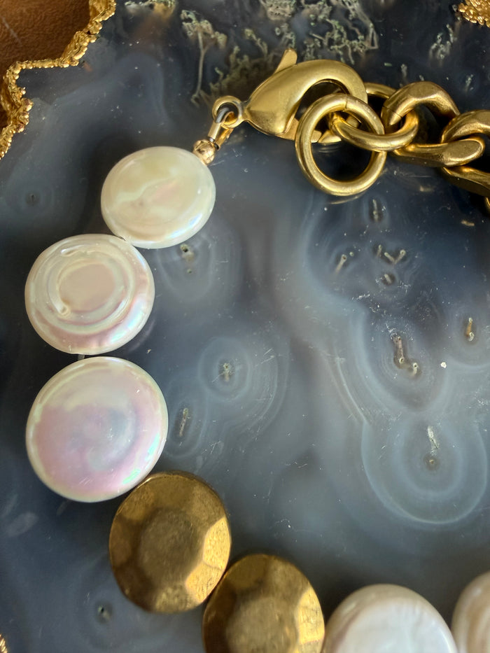 Rachel Nathan Remix Pearl Coin & Sand Dollar Bracelet