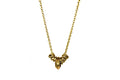 Rachel Nathan Wander Rings necklace, full front view of sculpted Indian brass rings on a long brass oval chain