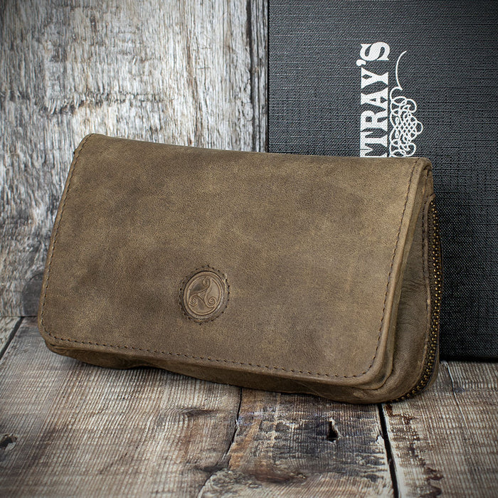 Rattrays Peat Leather 2 Pipe Tobacco Pouch