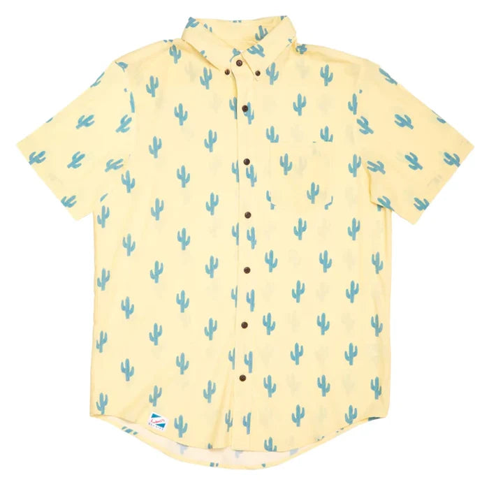Rayon Stretch Short Sleeve Button-Down Shirt - Cactus