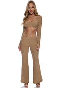 Ring Side Flare Pants - Gold Shimmer