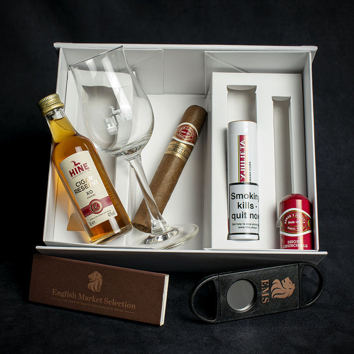 Romeo y Julieta Short Churchill Tubed Cuban Cigar & Hine Miniature - Gift Box