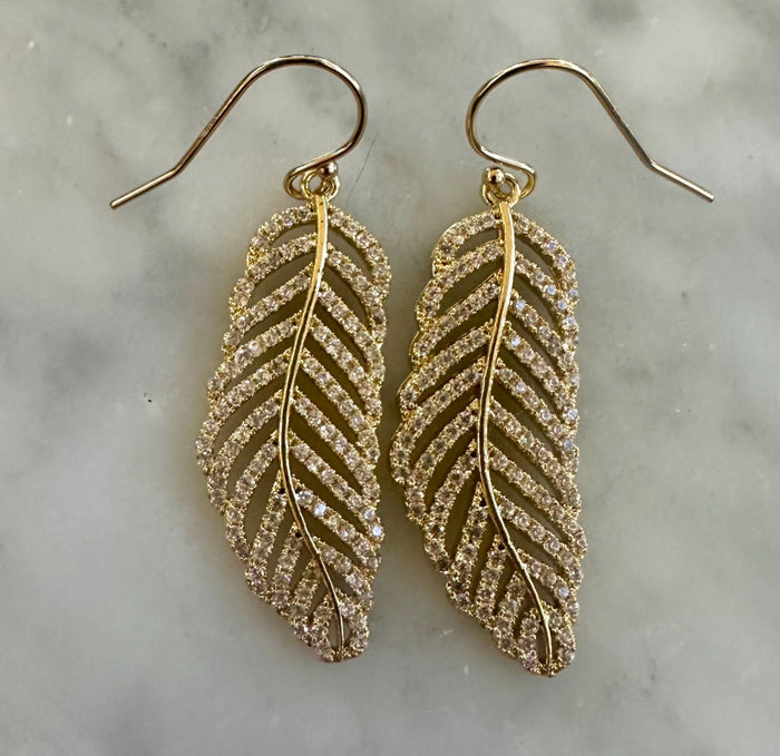 Ruby & Violet CZ Feather Earrings
