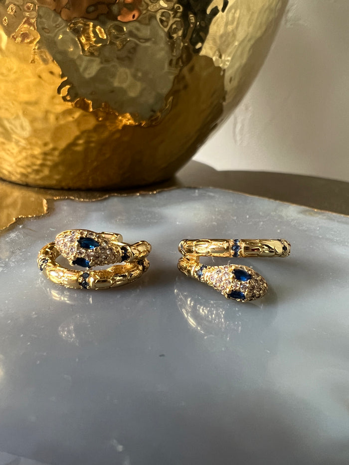 Ruby & Violet Double Snakey Blue Eye Hoops