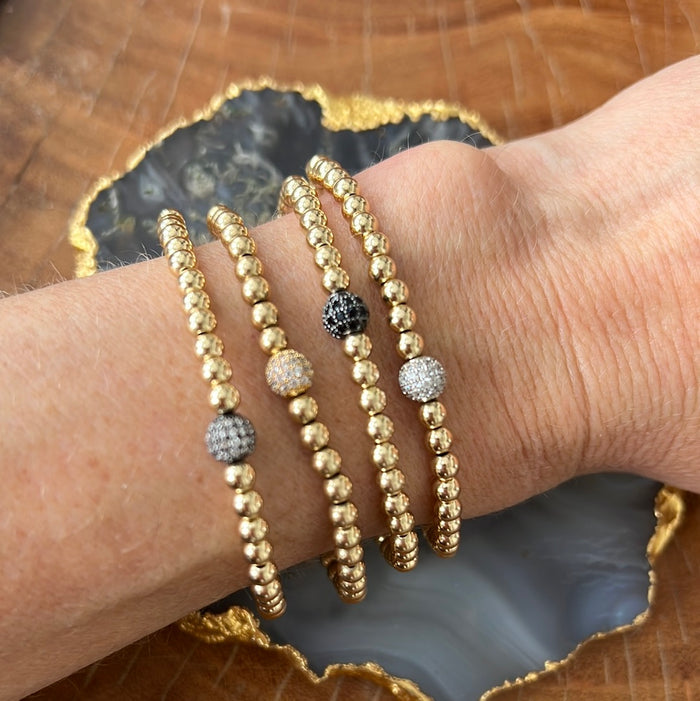 Ruby & Violet Gold Balls with Pave Beads