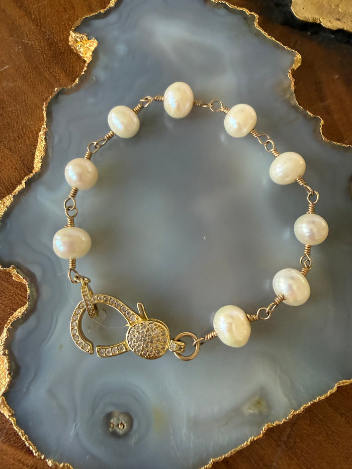 Ruby & Violet Pearl Link Bracelet