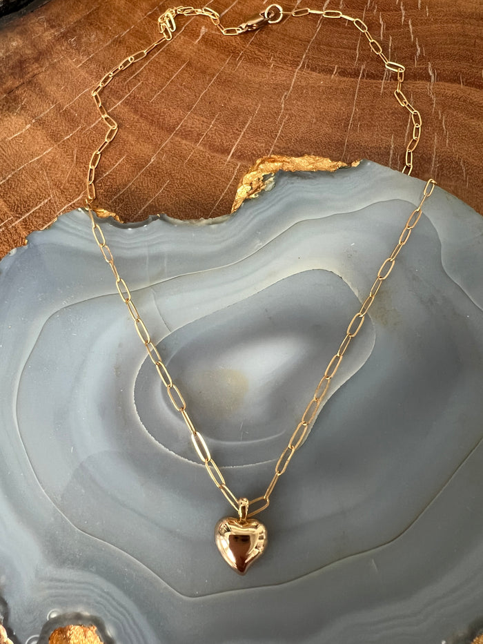 Ruby & Violet Puffy Heart Necklace